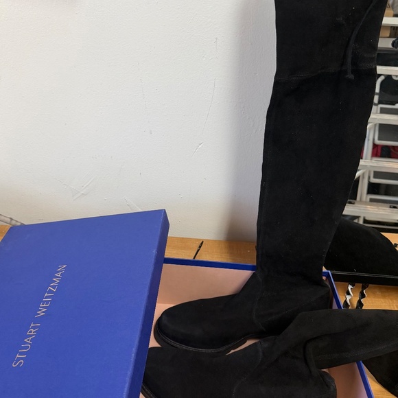 Stuart Weitzman Sz 9  Womens City OTK Boots Black Stretch Suede Leather $950! - Picture 7 of 7
